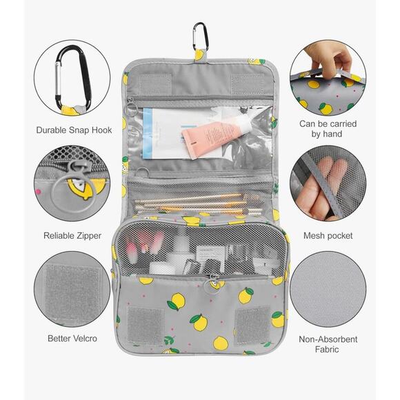 Hanging Toiletry Bag- Lemon Print - Picture 5 of 13